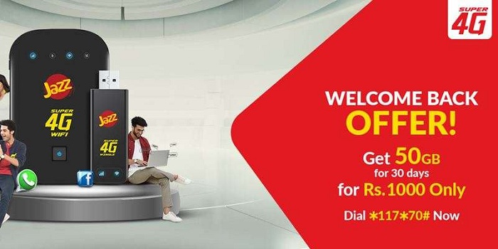 Jazz Welcome Back Offer To Get 50GB Data In Rs. 1000 Only