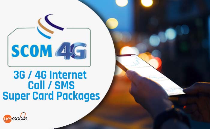 SCOM 3G 4G Internet Call SMS Super Card Packages