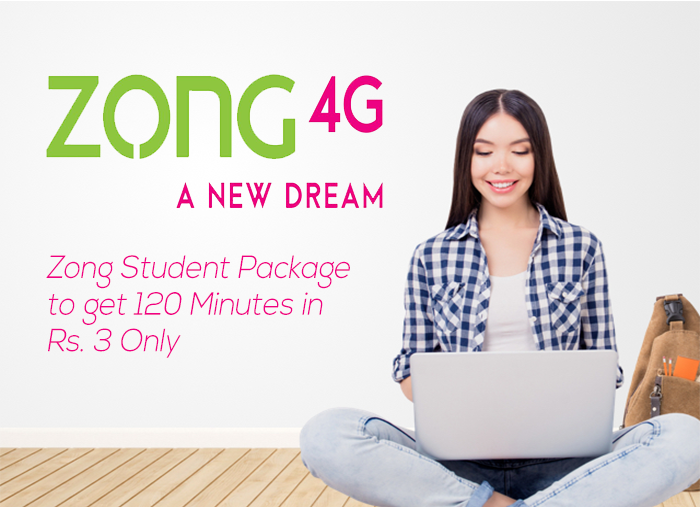 Activate Zong Student Package to get 120 Minutes in Rs. 3 Only