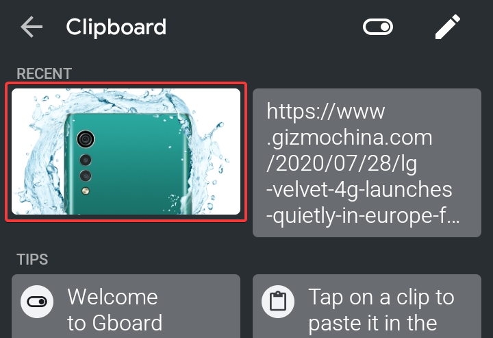 GBoard’s built-in clipboard now supports images