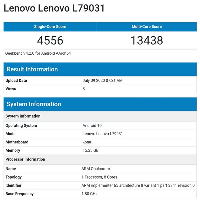 Lenovo Legion Gamign Phone Geekbench