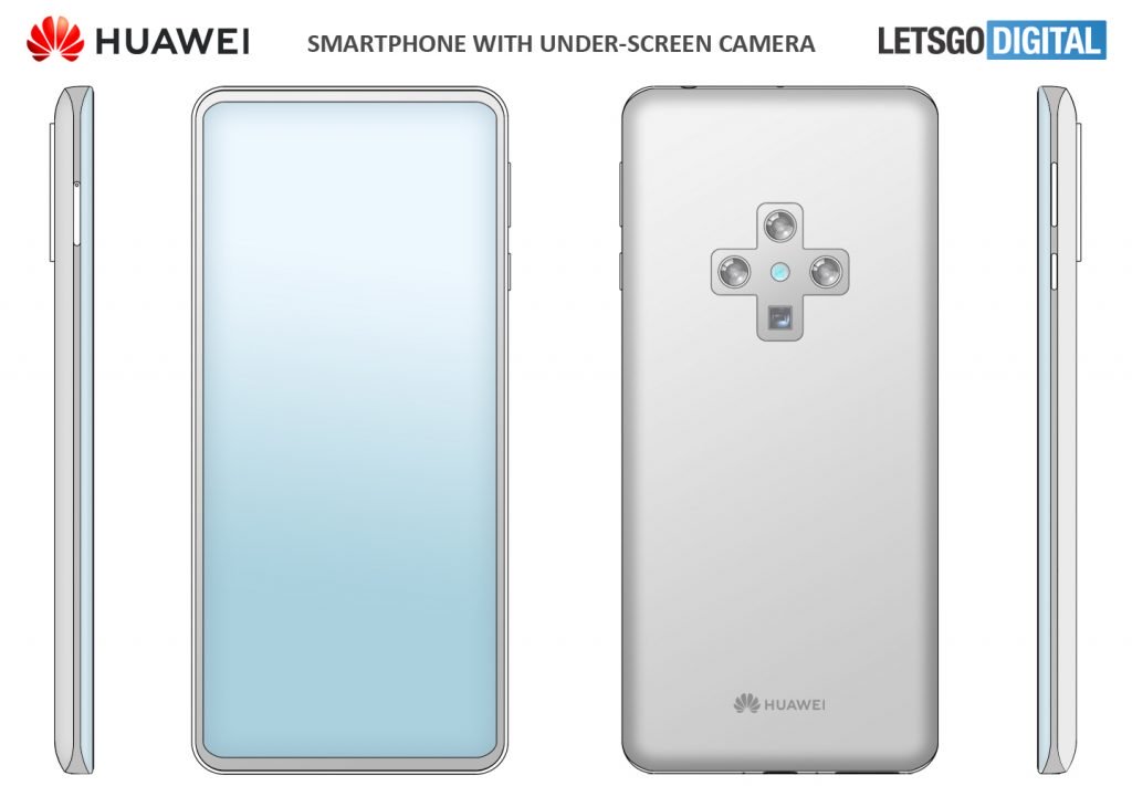 Huawei patents smartphone with in display selfie shooter and periscopic zoom lens