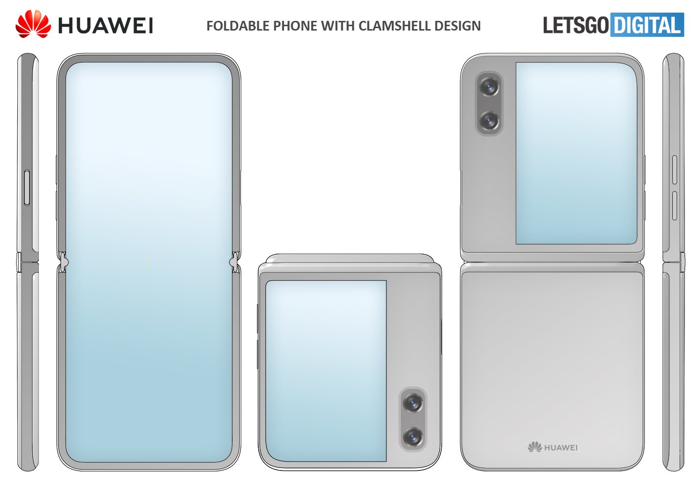 Huawei patents a clamshell foldable smartphone design with a larger cover display