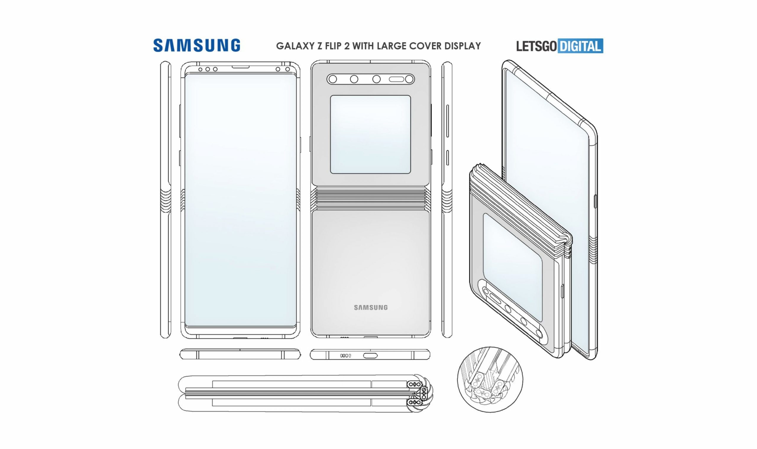 Samsung patents a clamshell foldable phone design with zero-gap hinge & larger cover display