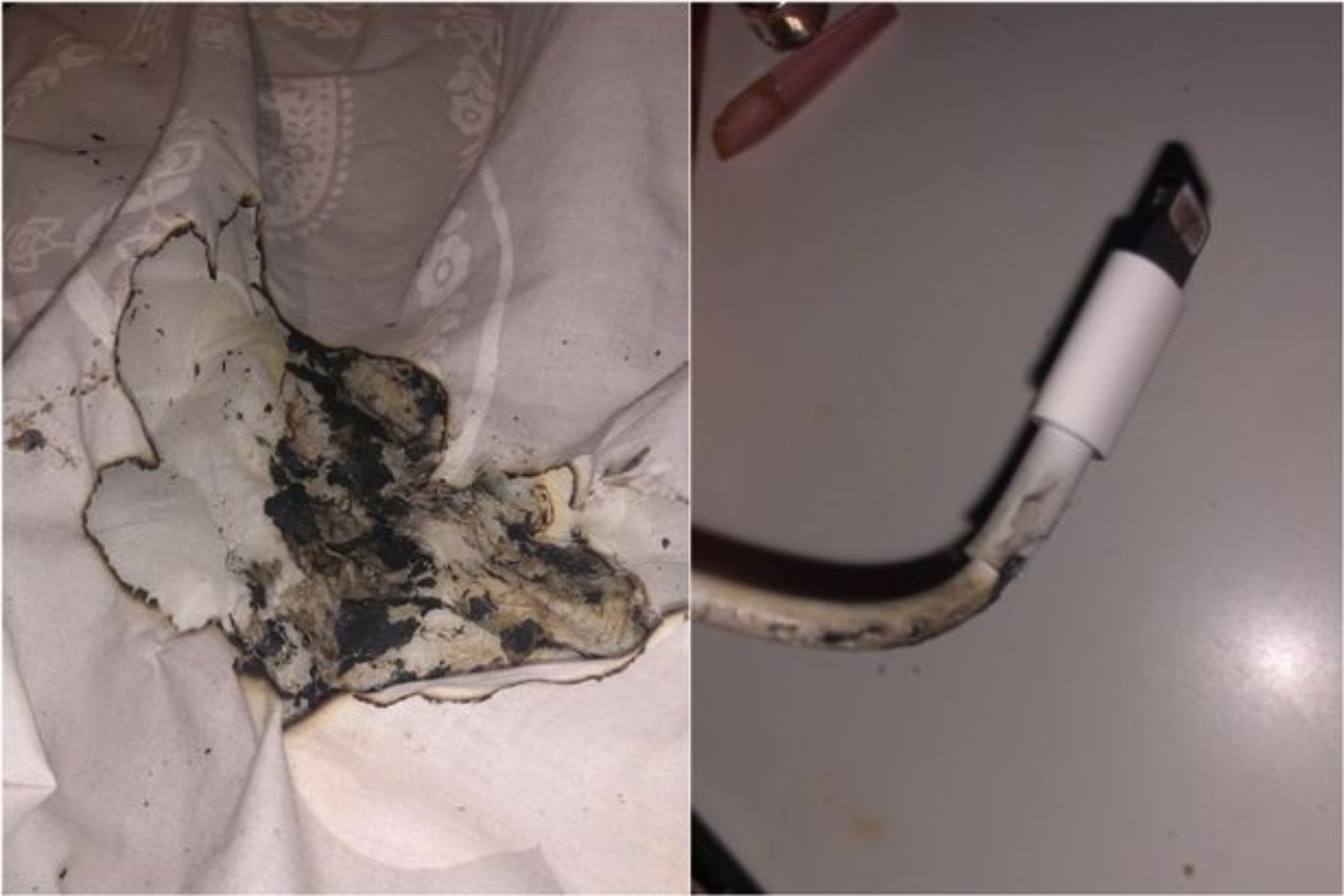 iPhone charger catches fire while in use at night leaving U.K teen with slight burns