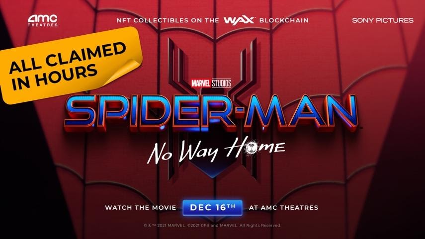 Sony Pictures and AMC Theatres Choose WAX Blockchain for Spider-Man: No Way Home NFT Promotion